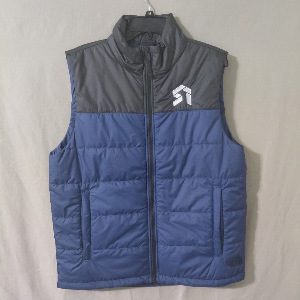 The North Face Puffer Vest Mens Insulated Blue Gray Full Zip Sleveeless Jacket M